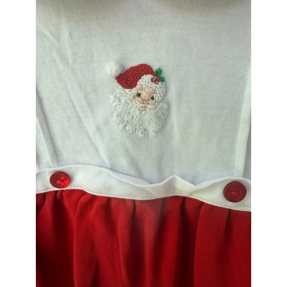 Baby Loren Baby Santa Claus Hand Embroidered Pima Romper 6-9 M
